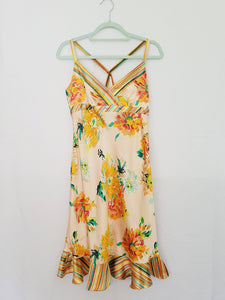 Y2K designer colorful pastel floral minimalist mini slip dress