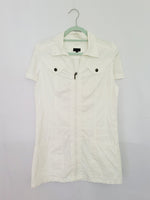 Load image into Gallery viewer, 90s vintage minimalist white zipped uniform mini dress
