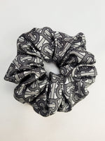 Load image into Gallery viewer, Handmade grey BIG logo print hair scrunchy
