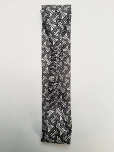 Handmade grey logo print hair secure headband