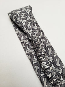Handmade grey logo print hair secure headband
