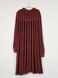 Vintage 80s vine red knitted long striped cardigan