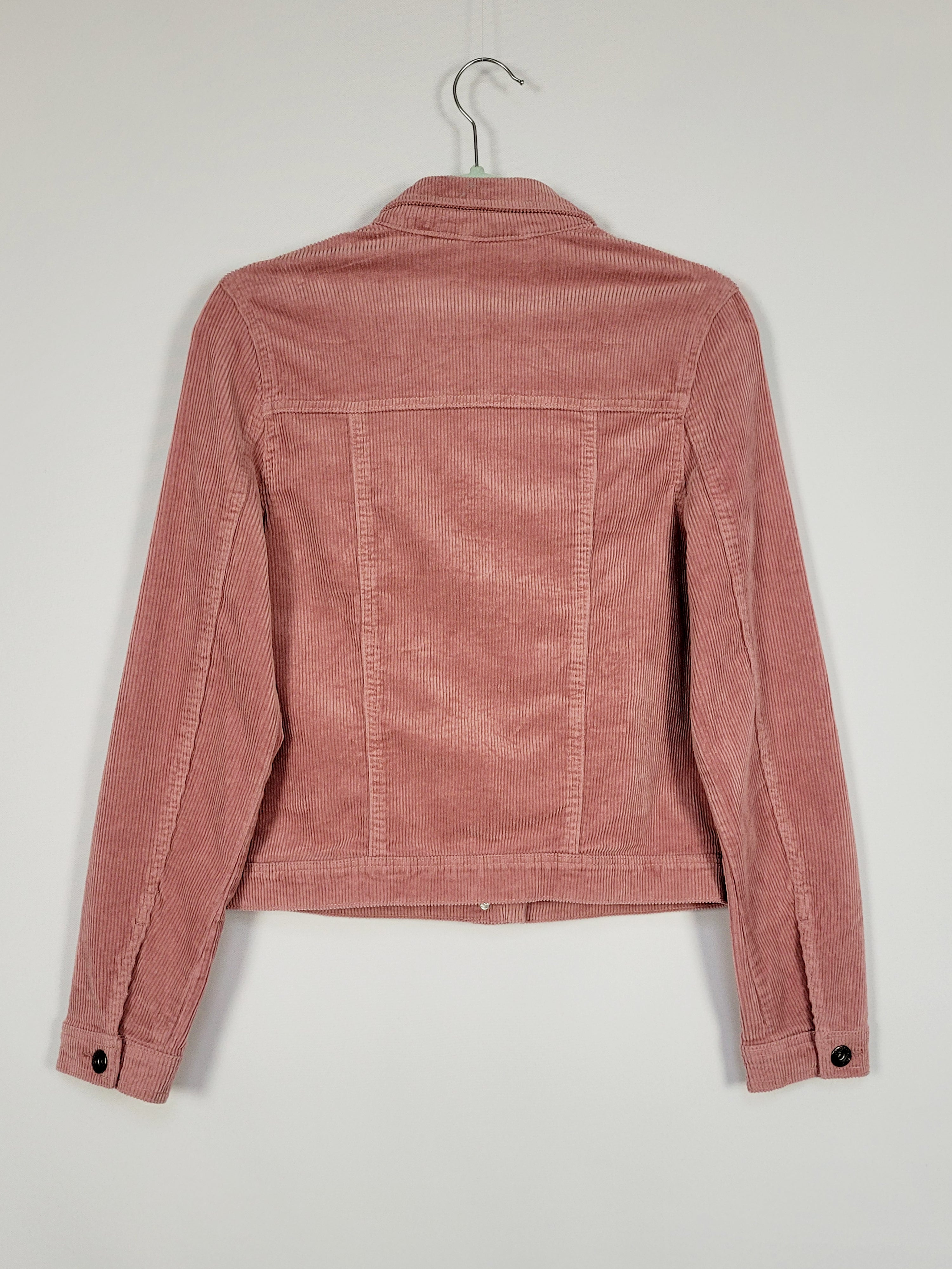 Y2K 00s retro pink corduroy minimalist buttons jacket