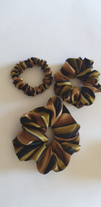 100% SILK Handmade BIG colored striped hair scrunchy