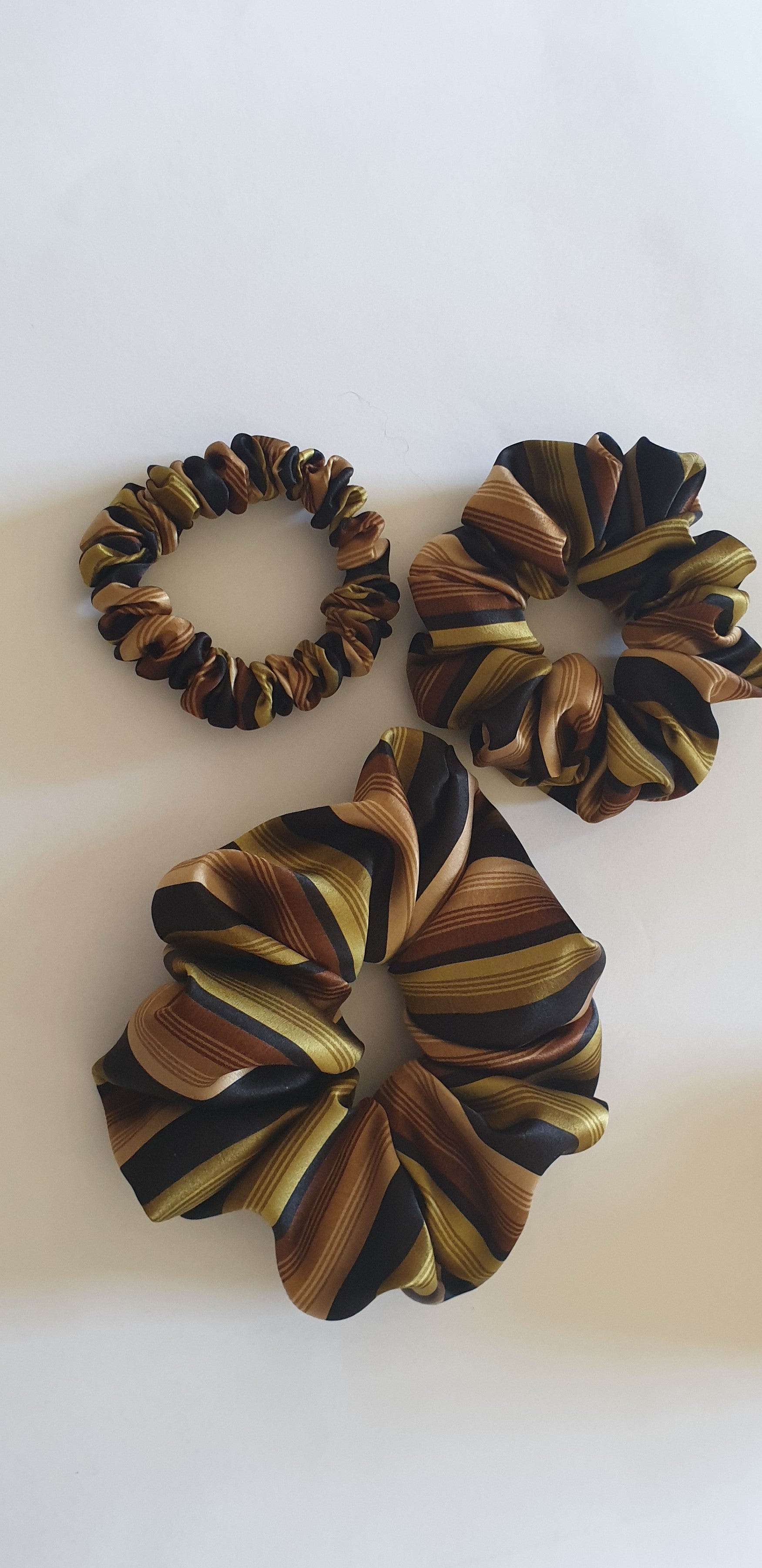 100% SILK Handmade SMALL colored striped hair scrunchy