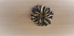 100% SILK Handmade BIG colored striped hair scrunchy