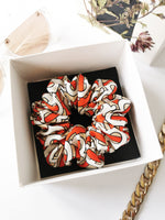 Load image into Gallery viewer, Handmade silk Medium Logo print hair scrunchy
