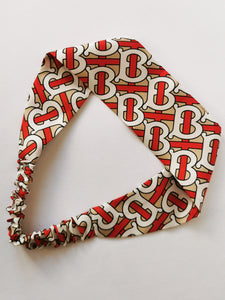 Handmade 100% silk Logo print hair secure headband