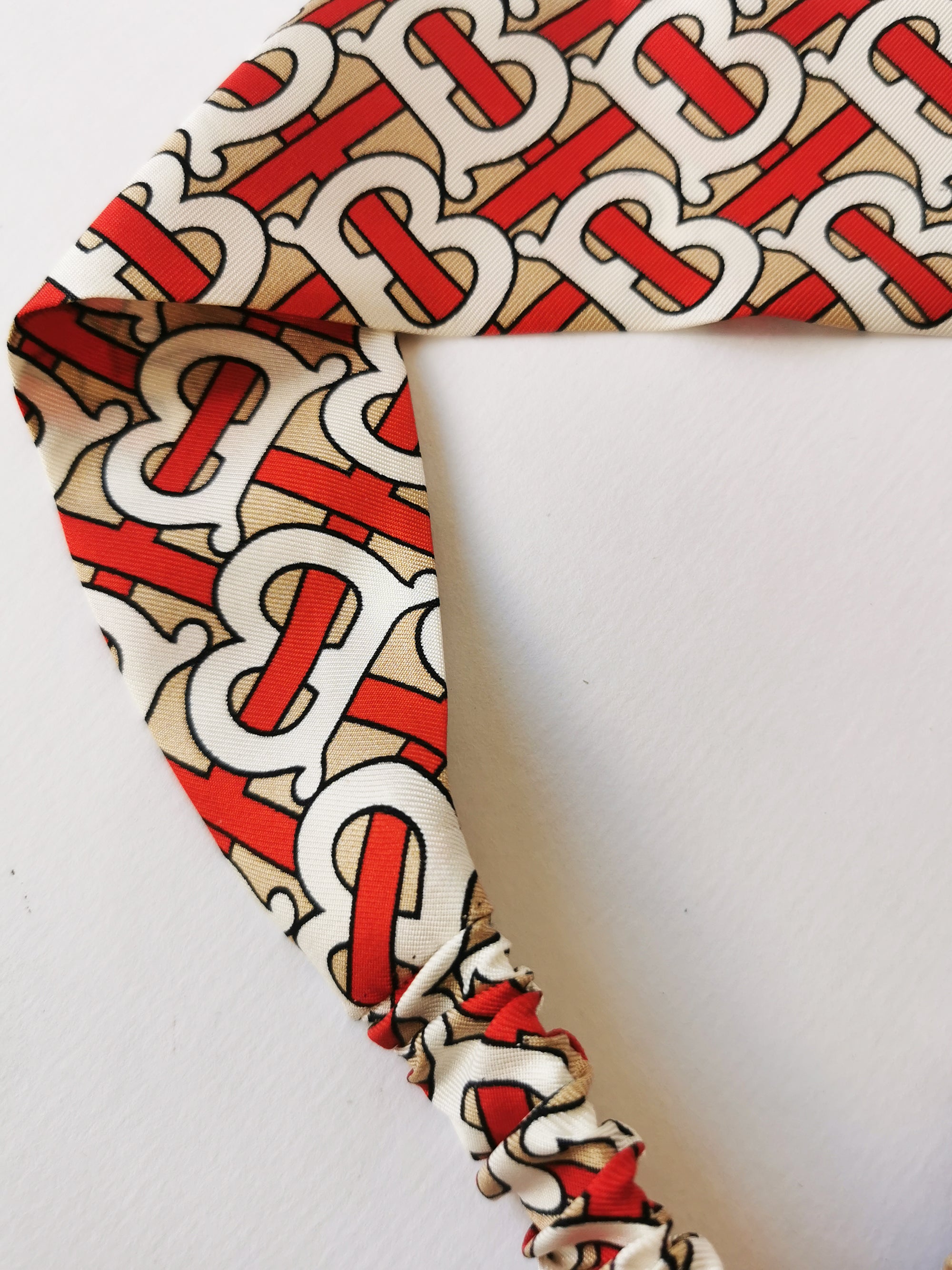 Handmade 100% silk Logo print hair secure headband