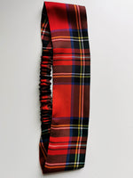 Load image into Gallery viewer, 100% silk Handmade red Tartan plaid hair secure headband
