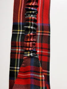 100% silk Handmade red Tartan plaid hair secure headband