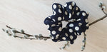 Load image into Gallery viewer, 100% SILK Handmade BIG dark blue dot print hair scrunchy
