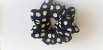 Load image into Gallery viewer, 100% SILK Handmade BIG dark blue dot print hair scrunchy
