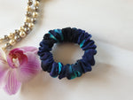 Load image into Gallery viewer, 100% SILK Handmade blue  small hair scrunchy
