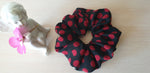 Load image into Gallery viewer, 100% SILK Handmade BIG black/red dot print hair scrunchy
