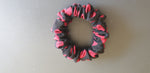 Load image into Gallery viewer, 100% SILK Handmade black /red dot print small hair scrunchy
