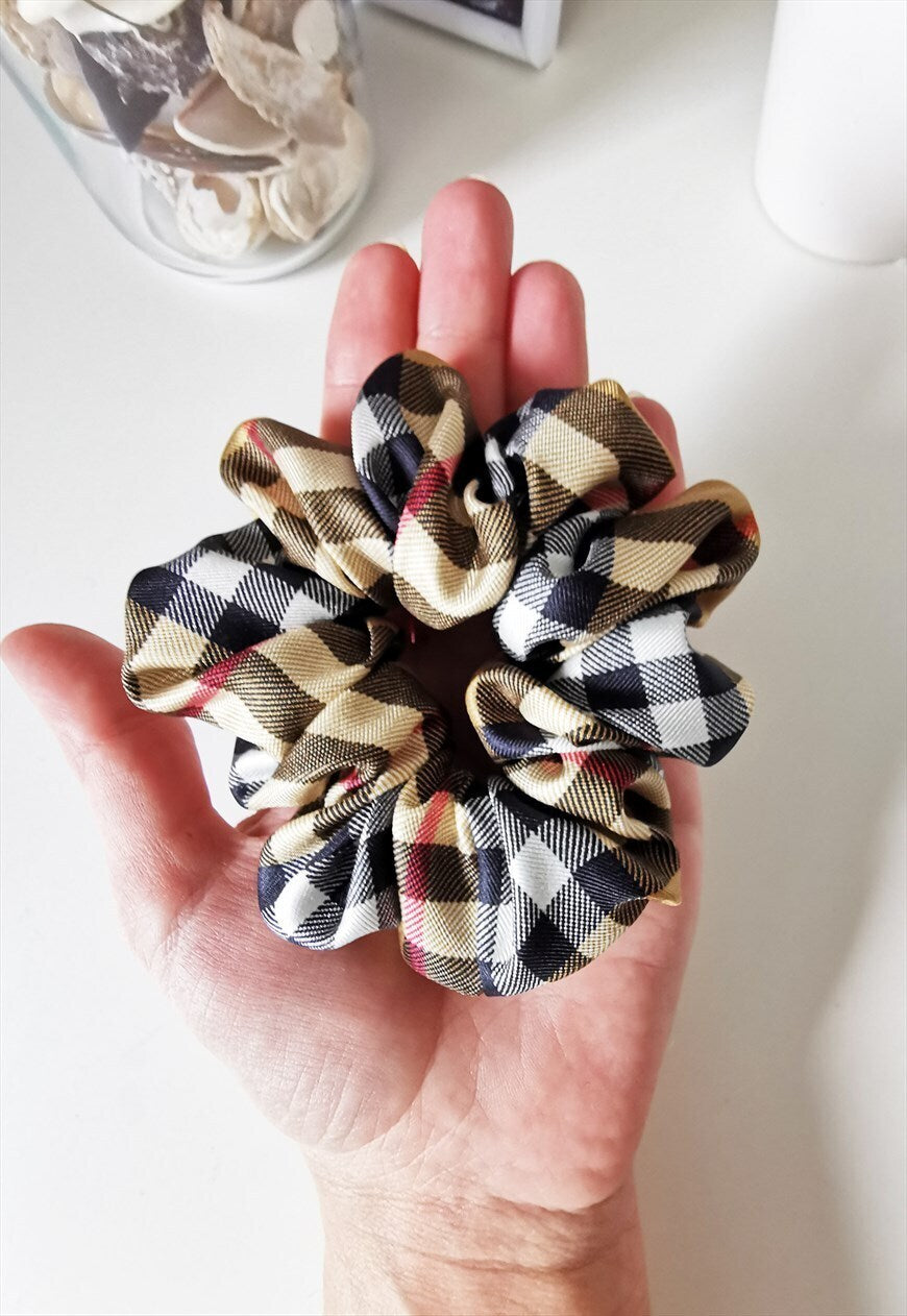 Handmade Vintage 90's Style MEDIUM tartan hair scrunchy