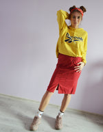 Load image into Gallery viewer, Vintage denim Y2K denim pencil skirt in red
