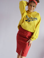 Load image into Gallery viewer, Vintage denim Y2K denim pencil skirt in red
