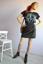 Load image into Gallery viewer, Vintage 90s faux fur leopard print kitch party mini skirt
