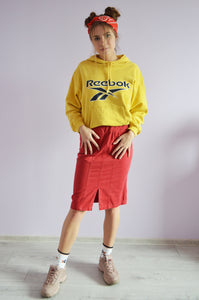 Vintage denim Y2K denim pencil skirt in red