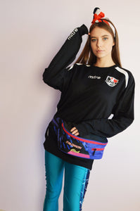 90s Vintage black sports minimalist oversized boyfriend unisex sweatshirt