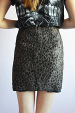 Load image into Gallery viewer, Vintage 90s faux fur leopard print kitch party mini skirt
