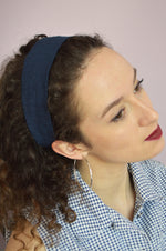 Load image into Gallery viewer, Handmade dark blue 100% linen headband
