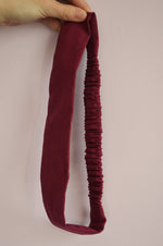 Load image into Gallery viewer, Handmade burgundy linen hair secure headband
