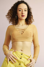 Load image into Gallery viewer, Vintage 90s gold sexy summer party crop top
