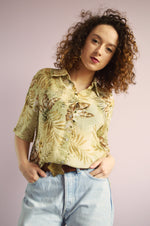 Load image into Gallery viewer, Vintage 80s tropical print see-through oversize blouse top
