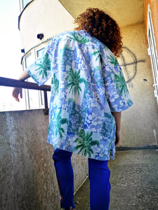 Vintage 90s Hawaiian Aloha print oversize blouse top