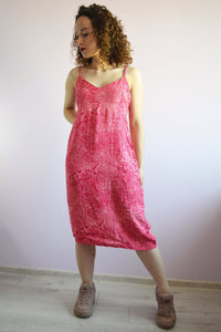 Vintage  90s beach holiday festival pink midi dress