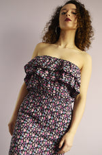 Load image into Gallery viewer, Vintage 90s ruffle front floral pattern mini off shoulder dress
