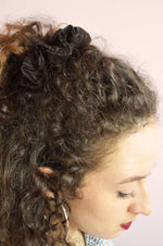 Load image into Gallery viewer, Handmade dark brown 100% linen hair scrunchy
