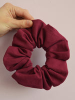 Load image into Gallery viewer, Handmade 100% linen burgundy red hair scrunchy
