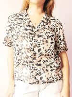 Load image into Gallery viewer, Vintage 80s animal print sheer blouse shirt top
