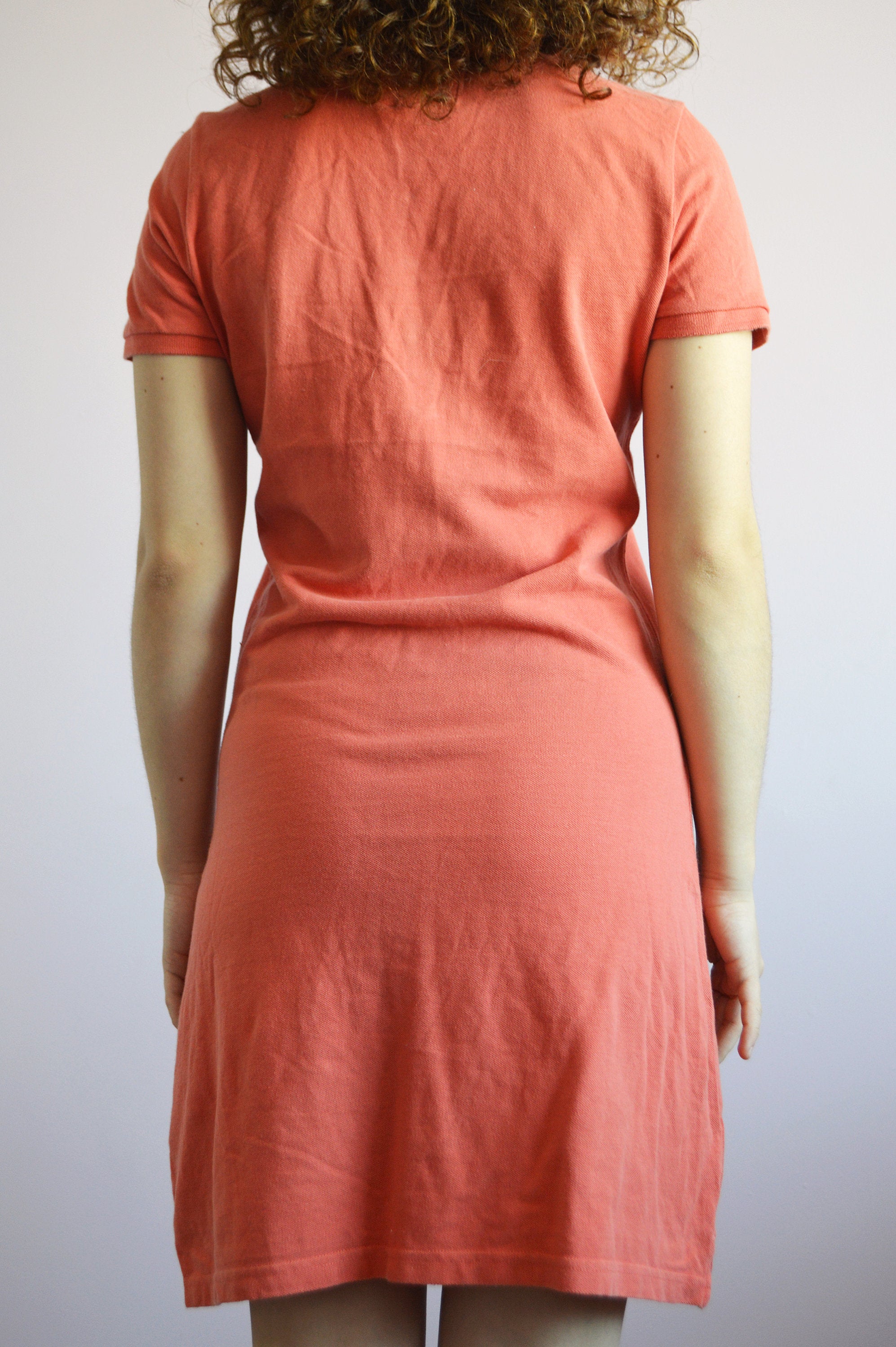 Vintage Y2K minimalist coral red mini polo dress
