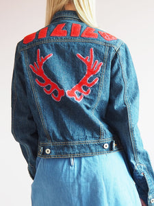 Vintage 90s blue embroidery denim jacket