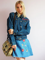 Load image into Gallery viewer, Vintage 90s blue embroidery denim jacket
