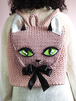 Load image into Gallery viewer, Handmade rope crochet Cat face backpack
