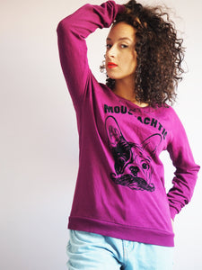Vintage Y2K dog print slogan sweatshirt jumper in purple