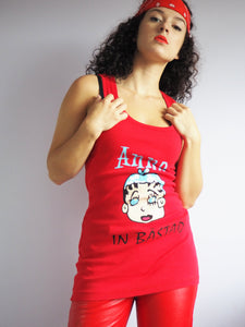 Vintage 90s  slogan & logo print sleeveless top in red