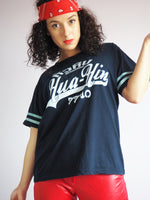 Load image into Gallery viewer, Vintage 90s  slogan logo print festival t-shirt top in blue
