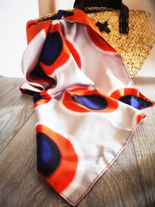 Handmade bubbles pattern two side SILK silver orange scarf