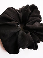 Load image into Gallery viewer, Handmade big black SILK hair ponytail scrunchy
