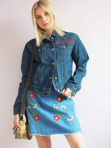 Vintage 90s blue embroidery denim jacket