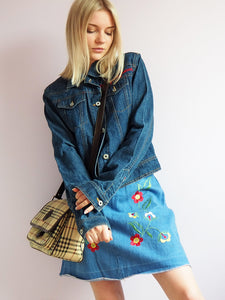 Vintage 90s blue embroidery denim jacket