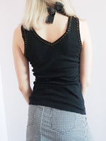 Load image into Gallery viewer, Vintage 90s  beaded ribbed knit top in black
