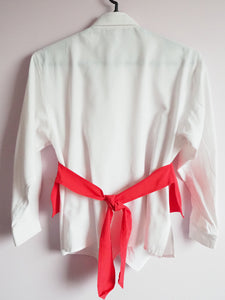 Vintage 90s white smart casual shirt with red vest imitation